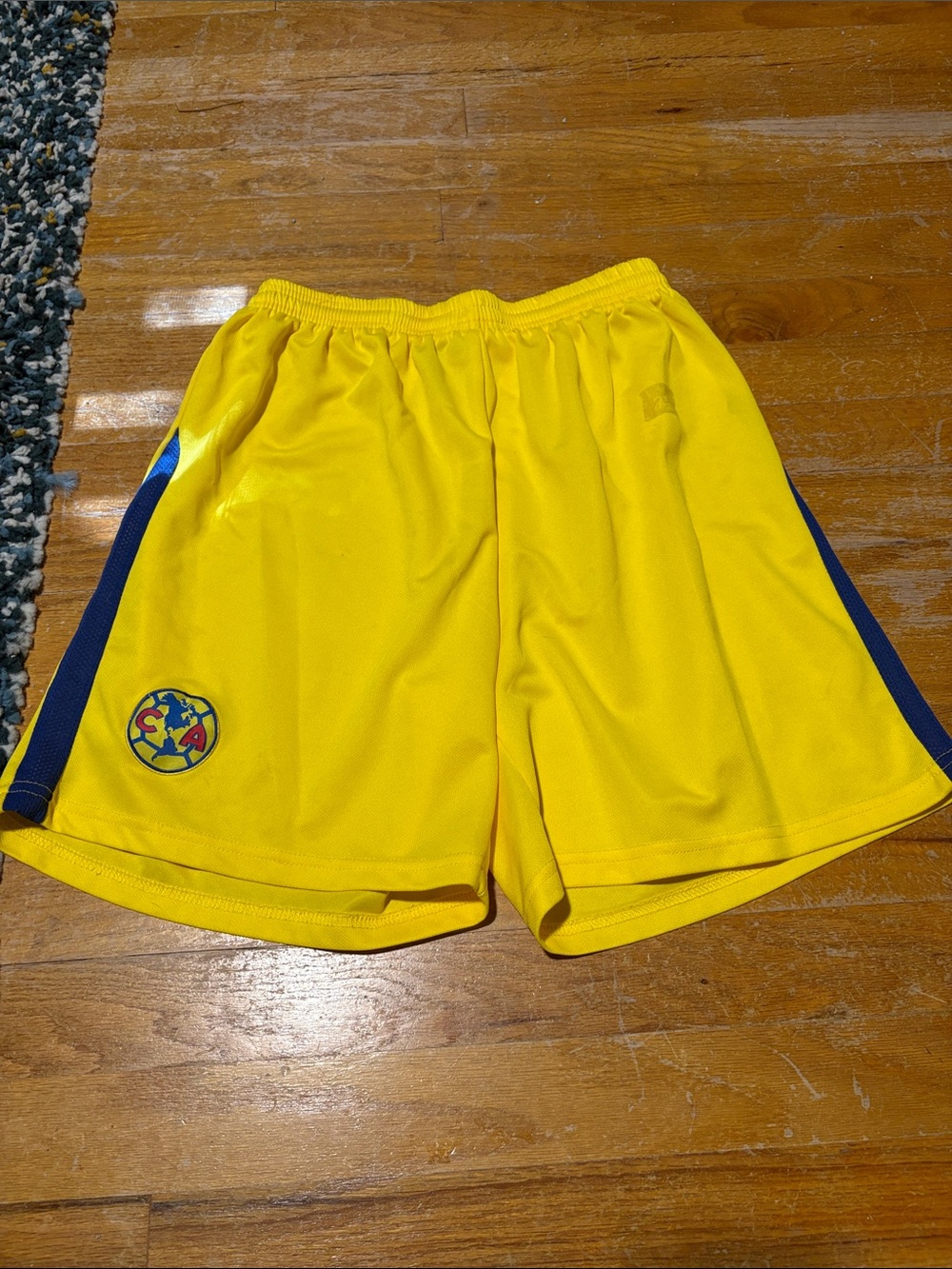 Club America Yellow Men's Athletic Shorts with Team Patch
